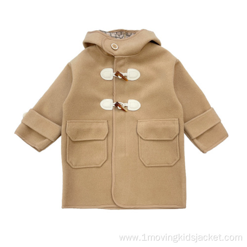 Boys' Mid-Length Warm Horn Button Jacket